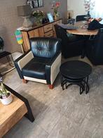 Twee luxe vintage leren. Fauteuil  kwaliteit  leer, Huis en Inrichting, Fauteuils, Ophalen of Verzenden, Zo goed als nieuw, 50 tot 75 cm