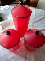 Vintage Rode Voorraadpotten Set, Ophalen of Verzenden, Zo goed als nieuw