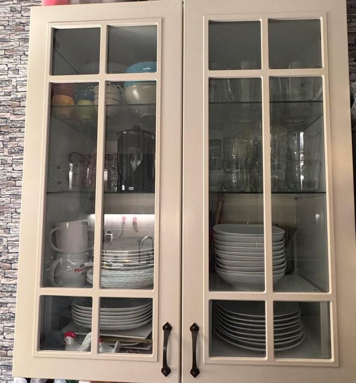 IKEA bovenkast/vitrinekast METOD frame met BODBYN fronten, Huis en Inrichting, Keuken | Keukenelementen, Zo goed als nieuw, 200 cm of meer