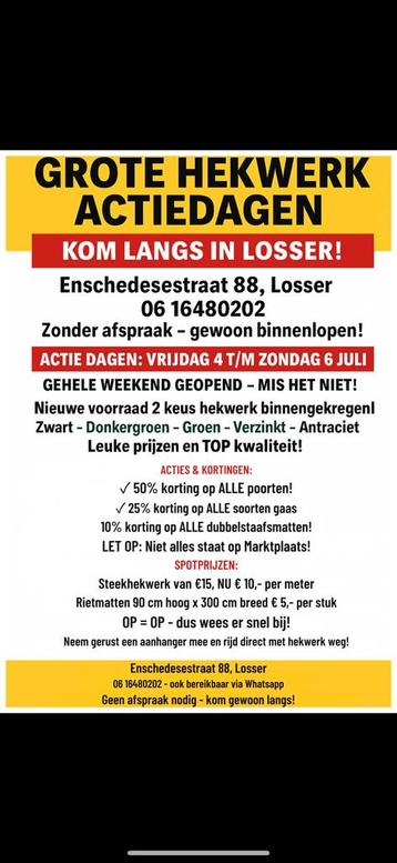 Gaaspanelen / Rasters - Actiedagen Losser! beschikbaar voor biedingen