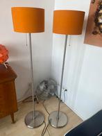 Twee staande schemerlampen oranje, Ophalen, Zo goed als nieuw, Retro, 100 tot 150 cm