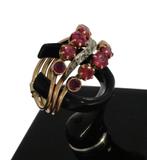 Robijnen roos diamanten fraaie 14k gouden antieke dames ring, Sieraden, Tassen en Uiterlijk, Antieke sieraden, Ophalen of Verzenden