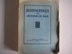 Herinneringen van Hendrik de Man ; 1941, Ophalen of Verzenden, 20e eeuw of later, Gelezen, Europa