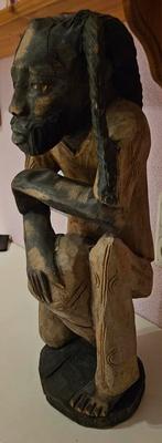 Houten beeld van een zittende rasta man, Ophalen of Verzenden
