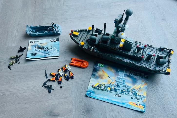 Sluban Marine, Leger Fregat & Landingsvaartuig, Kinderen en Baby's, Speelgoed | Bouwstenen, Zo goed als nieuw, Overige merken