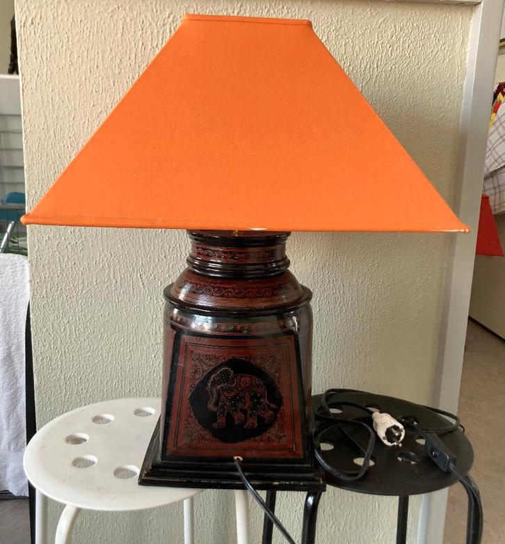 Bijzondere Birmese (yun-de) lakwerk bamboo lamp, Antiek en Kunst, Antiek | Lampen, Ophalen