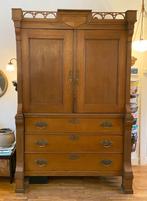 Eiken empire hekjes kabinet linnenkast uit ca 1890, Antiek en Kunst, Antiek | Meubels | Kasten, Ophalen