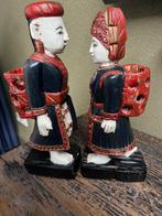 India houtsnijwerk vintage beelden echtpaar man vrouw 30 cm, Antiek en Kunst, Ophalen of Verzenden