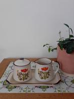 Vintage wild flower suikerpotje en melkkannetje, Ophalen of Verzenden