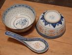 2 Chinese rijstkommen met rijstkorrels met lepel.JingdeZehn, Antiek en Kunst, Antiek | Porselein, Ophalen of Verzenden