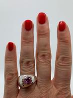 Z102 Prachtige zilveren ring roze edelsteen maat 17, Ophalen of Verzenden, X, Dame, Zilver