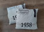2 kussens 45x45cm (Gebroken wit/Marine blauw), Huis en Inrichting, Woonaccessoires | Kussens, Ophalen, Zo goed als nieuw, Wit