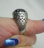 Zilveren unisex ring met hematiet maat 20,5 nr.159, Sieraden, Tassen en Uiterlijk, Ringen, 20 of groter, Ophalen of Verzenden