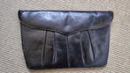 Bijzonder mooie zwarte chroom lederen Vintage Clutch '50, Ophalen of Verzenden, Gebruikt, Zwart, Avondtasje