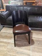 Houten stoel met leren zitting, Ophalen, Zo goed als nieuw, Bruin, Eén