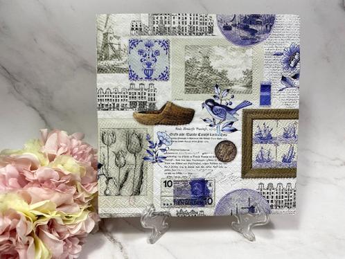 Ambiente knutsel servetten - Holland delfts blauw - nr 370, Hobby en Vrije tijd, Knutselen, Nieuw, Materiaal, Verzenden