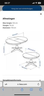 Ingatorp uitklapbare tafel (Ikea) wit, Huis en Inrichting, 100 tot 150 cm, Grenenhout, 150 tot 200 cm, Rond