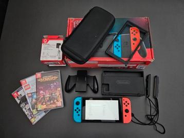 Nintendo Switch V2 inclusief toebehoren en 3 games beschikbaar voor biedingen