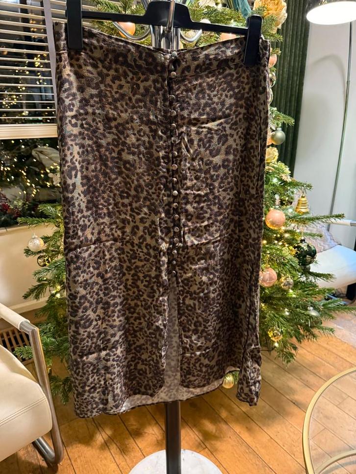 M&S Mode Leopard Rok - Maat 42/44 (L), Kleding | Dames, Rokken, Zo goed als nieuw, Maat 42/44 (L), Bruin, Onder de knie, Ophalen of Verzenden