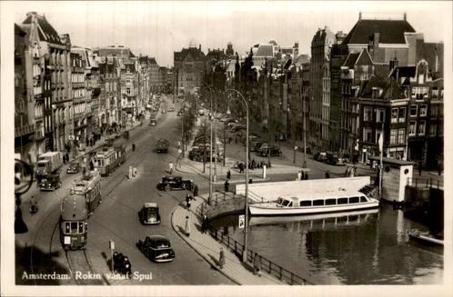 Amsterdam - Rokin vanaf Spui - Tram, Verzamelen, Ansichtkaarten | Nederland, Ongelopen, Noord-Holland, Voor 1920, Ophalen of Verzenden