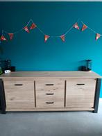 Houten dressoir en tv-kast met metalen accenten, Ophalen, 150 tot 200 cm, Zo goed als nieuw, Minder dan 100 cm