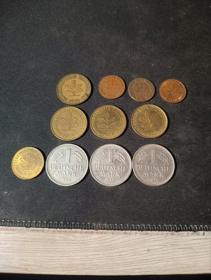 Oude Duitse Munten 1 5 10 Pfennig & 1 Mark, Postzegels en Munten, Munten | Europa | Niet-Euromunten, Losse munt, Ophalen of Verzenden