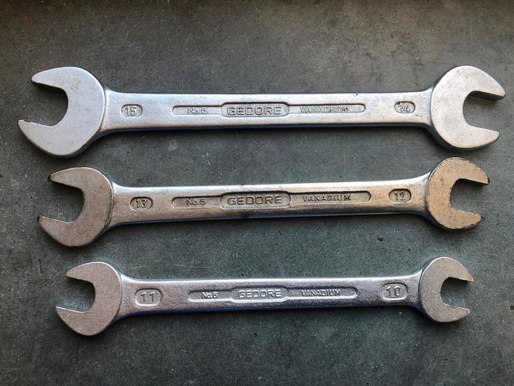 Steeksleutels Gedore nr 6: 14/15 mm - 12/13 mm - 10/11 mm, Auto diversen, Autogereedschap, Gebruikt, Ophalen of Verzenden