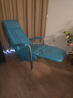 Blauwe lederen fauteuil relaxstoel elektrisch verstelbaar, Huis en Inrichting, Gebruikt, Minder dan 75 cm, Ophalen of Verzenden