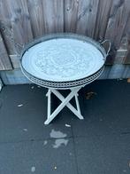 Witte ronde bijzettafel / tafeltje hout, Minder dan 55 cm, Rond, Ophalen of Verzenden, Zo goed als nieuw