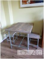 Industriële kruk van verzinkte steigerbuis met steigerhout, Info@hout-art.nl, Nieuw, Ophalen of Verzenden, Hoeves 3