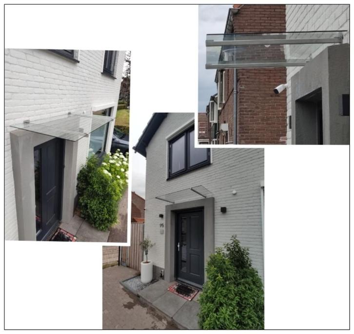 Deurluifel luifel, overkapping gehard/gelaagd glas/rvs NIEUW, Doe-het-zelf en Verbouw, Deuren en Horren, Nieuw, Ophalen of Verzenden