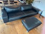 Zwarte leren bank 280 x 100, Ophalen, Driepersoons, Zo goed als nieuw, 200 tot 250 cm