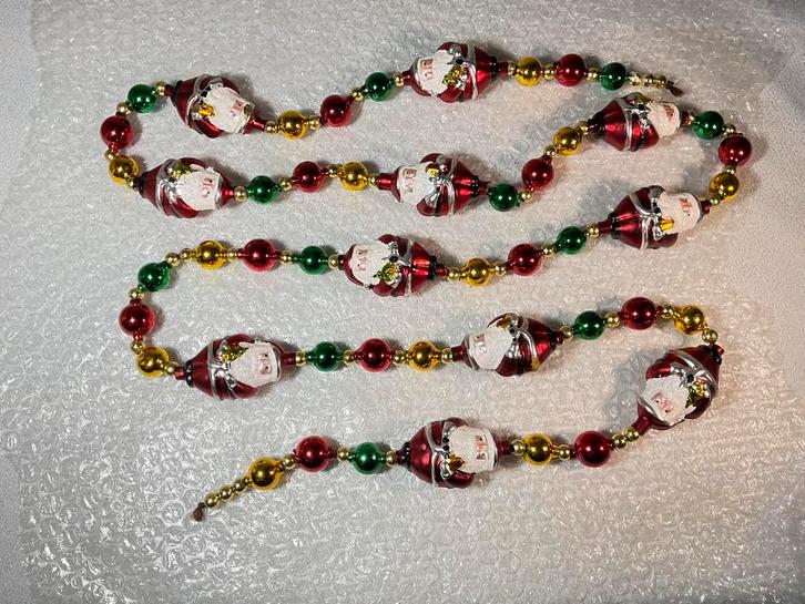 Zeldzaam mooie oude glazen ketting met 11 kerstmannetjes, Diversen, Kerst, Gebruikt, Ophalen of Verzenden