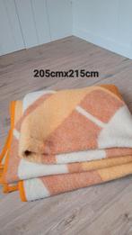 Vintage retro wollen kleed 205x215cm oranje geel wit, Wit, Ophalen of Verzenden, Zo goed als nieuw, Minder dan 10 m²