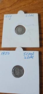 Zilveren stuivers 1869 en 1850 Willem 3, Postzegels en Munten, Munten | Nederland, Setje, Zilver, Ophalen of Verzenden, Koning Willem III