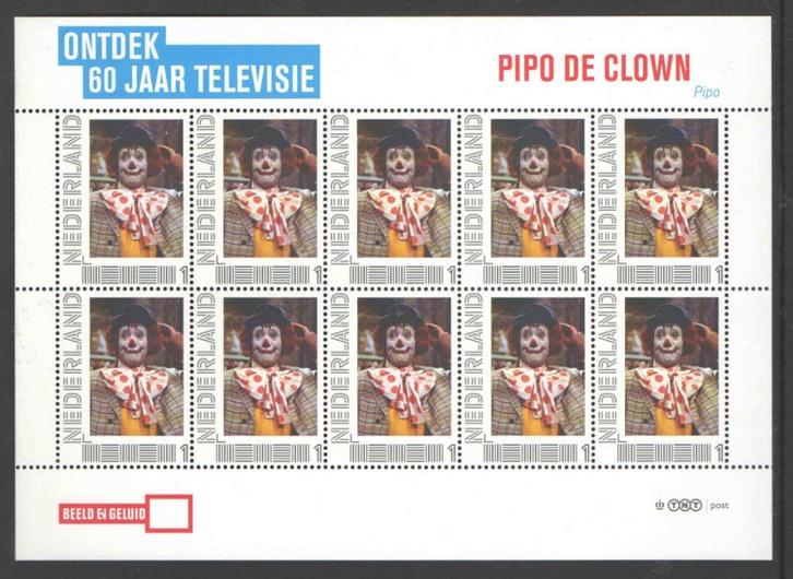 Postzegels Ontdek 60 jaar Televisie: Pipo de Clown, Postzegels en Munten, Postzegels | Nederland, Postfris, Na 1940, Ophalen of Verzenden