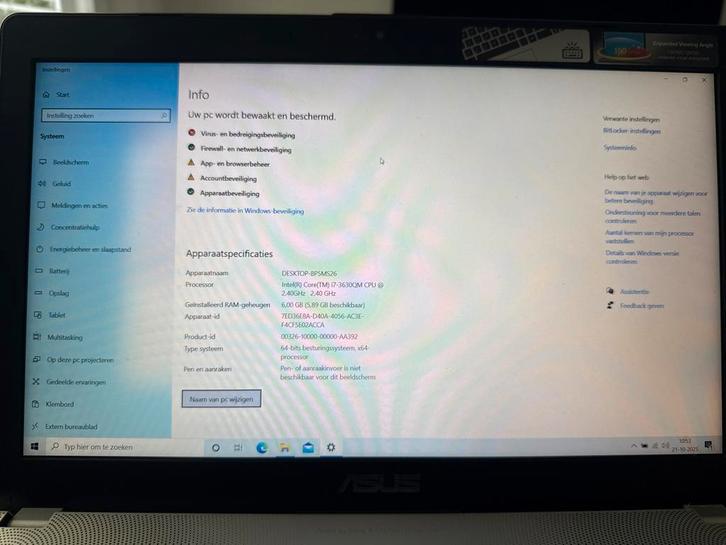 Asus N56V - i7, 6GB RAM, 750GB HDD - Scharnier Beschadigd, Computers en Software, Windows Laptops, Gebruikt, 15 inch, HDD, 2 tot 3 Ghz