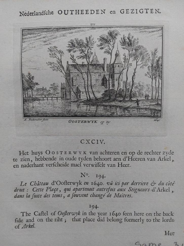 194 / Oosterwijk Gravure van A. Rademaker 1ste druk, Antiek en Kunst, Kunst | Etsen en Gravures, Ophalen of Verzenden
