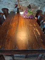 Koloniaale eettafel met 6 stoelen, Ophalen, Gebruikt, 50 tot 100 cm, Vijf personen of meer