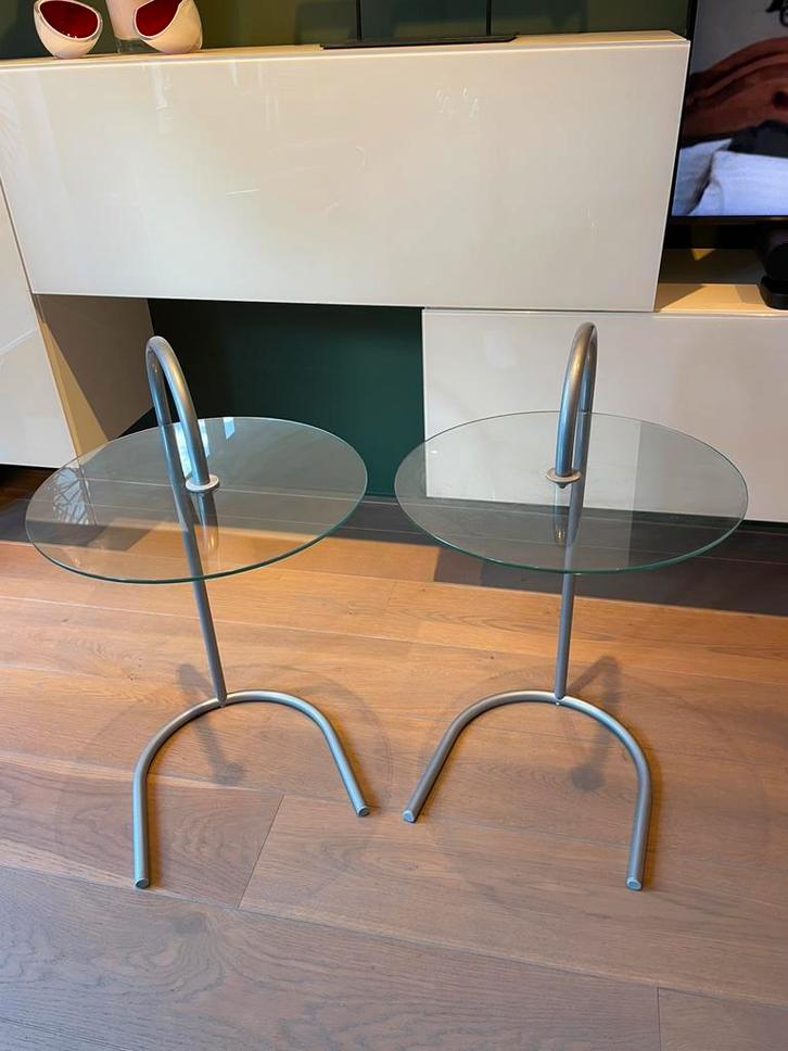 2 bijzettafeltjes Ikea model RY, jaren ‘90, Huis en Inrichting, Tafels | Bijzettafels, Gebruikt, Rond, 45 tot 60 cm, Minder dan 55 cm