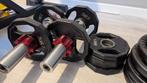 Gewichten + dumbell (50kg totaal) halterset, Sport en Fitness, Ophalen, Zo goed als nieuw, Halterset