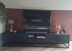 TV meubel / dressoir / zwart met staal/ groot robust/ 2.40m, Ophalen, Eikenhout, Zo goed als nieuw, 200 cm of meer