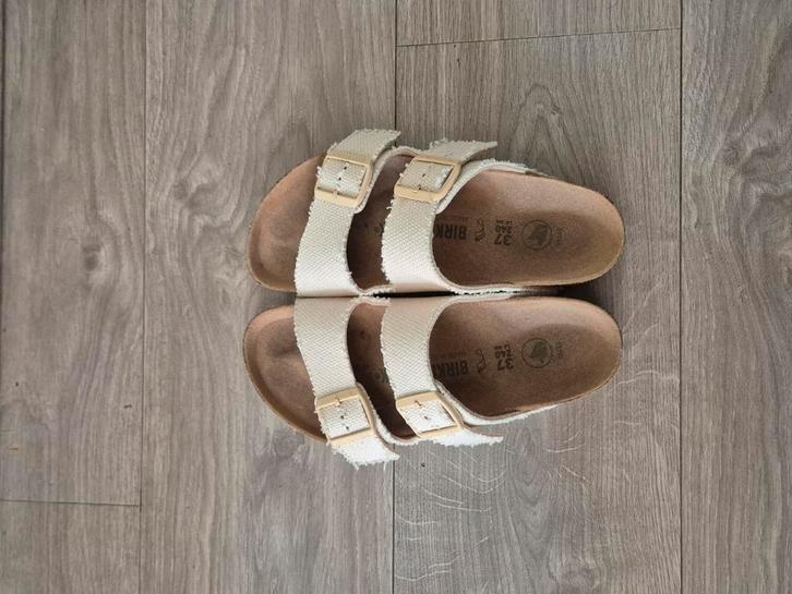 Birkenstock Arizona - wit stof, Kleding | Dames, Schoenen, Zo goed als nieuw, Sandalen of Muiltjes, Wit, Ophalen of Verzenden