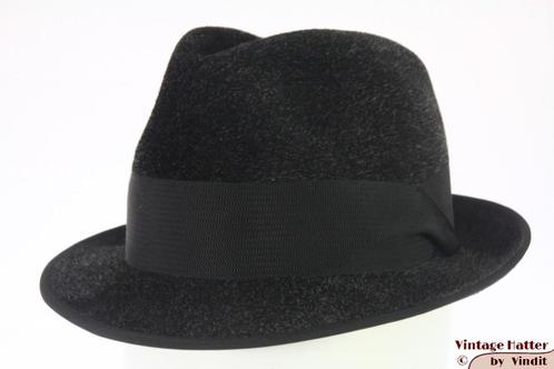 Vintage Gleufhoed Peschel zwartgrijs haarvilt 54 = XS, Kleding | Heren, Hoeden en Petten, Gedragen, Hoed, 57 cm (M, 7⅛ inch) of minder