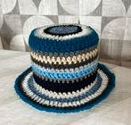 Gehaakt Toiletrolhoedje blauw grijs retro hoesje wc-rol, Ophalen of Verzenden, Zo goed als nieuw