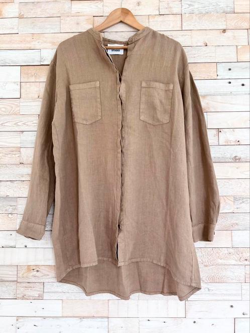 Alpha Studio blouse linnen lichtbruin stylish, maat 38, Kleding | Dames, Blouses en Tunieken, Nieuw, Maat 38/40 (M), Bruin, Ophalen of Verzenden