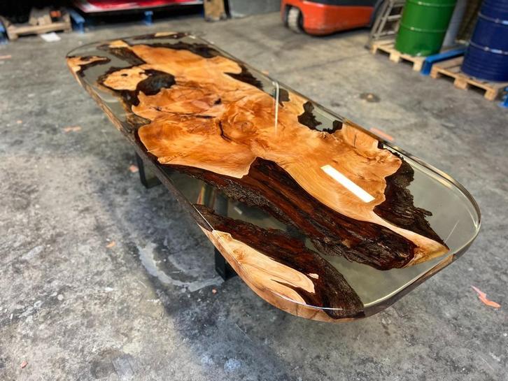 Showroomuitverkoop! Epoxy riviertafel populieren, Huis en Inrichting, Tafels | Eettafels, Nieuw, 50 tot 100 cm, 200 cm of meer