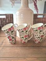 Set van 7 mokken met bloemmotief, Keramiek, Ophalen of Verzenden, Zo goed als nieuw, Overige stijlen