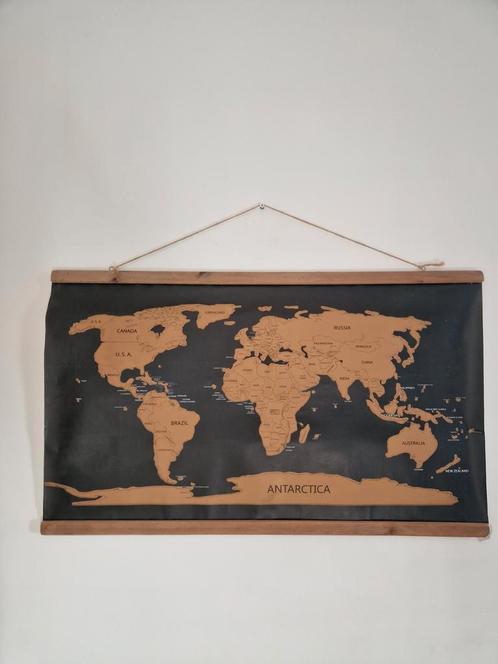 Wereldkaart poster ter decoratie, Antiek en Kunst, Antiek | Schoolplaten, Aardrijkskunde, Ophalen of Verzenden