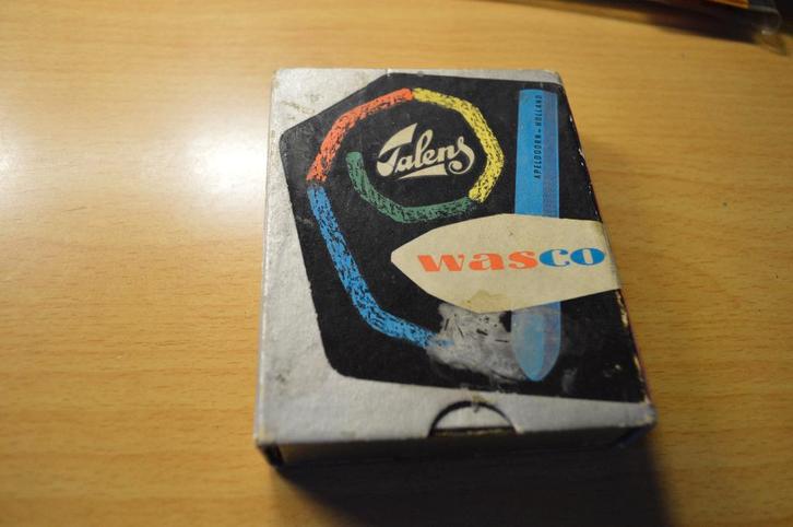 vintage  TALENS  school schuifdoosje met wasco krijtjes, Hobby en Vrije tijd, Tekenen, Gebruikt, Overige typen, Ophalen of Verzenden